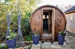 Outdoor round sauna thermo wood france